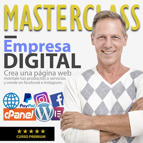 Anuncio de Masterclass de Marketing Digital el cual incluye los módulos de estudio