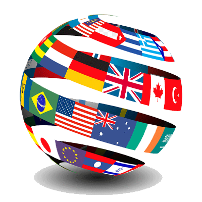 Mundo conformado por muchas banderas de países