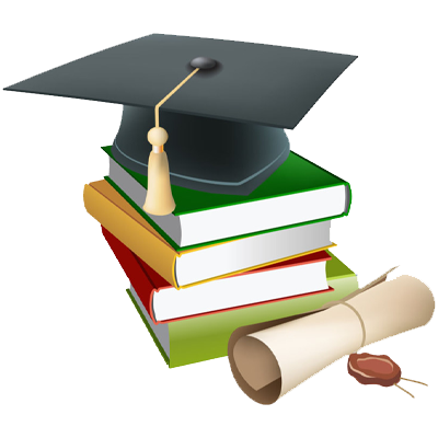 Libros con un sombrero de graduado encima