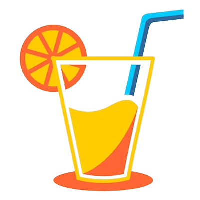 Vaso de jugo de naranja con sorbete