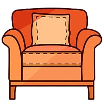 Mueble anaranjado con un cojín