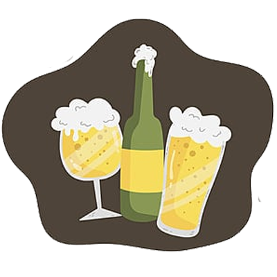 una botella de champaña y dos vasos a los costados