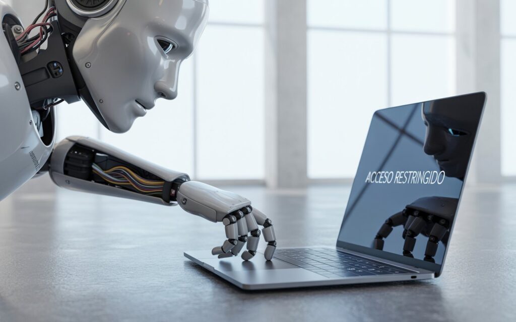 Robot con Inteligencia Artificial con una laptop